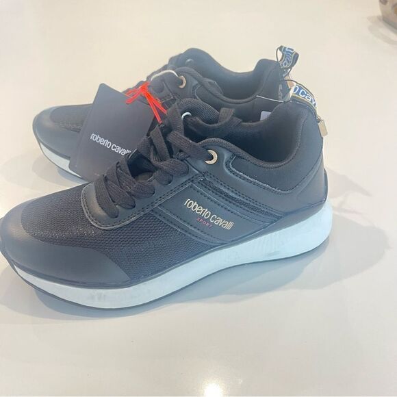 Robert Cavalli Sport Black Sneakers athletic shoes Nwob size 39 main image 6